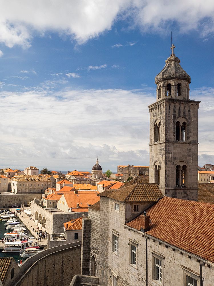 Croatia-Dubrovnik. Dominican monastery red rooftops and churches of Dubrovnik.